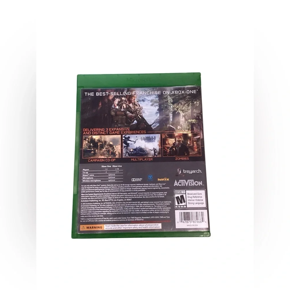 Call of Duty Black Ops III Xbox One Activision Video Game Disc Green Case‎
